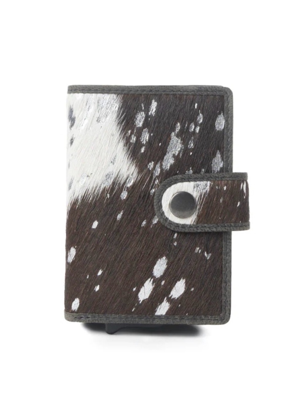 Cowhide Card Wallet - Brown & White Spot